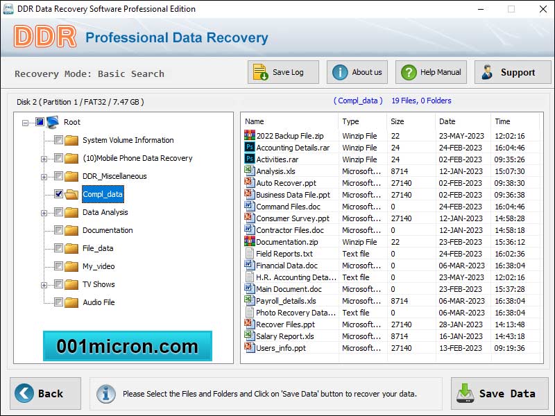 001Micron Memory Card Data Recovery screen shot
