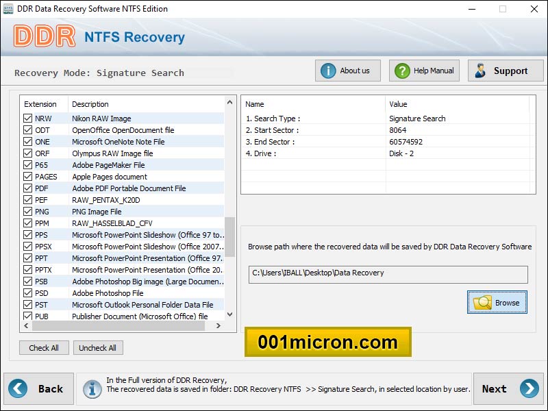 Screenshot of NTFS Recovery