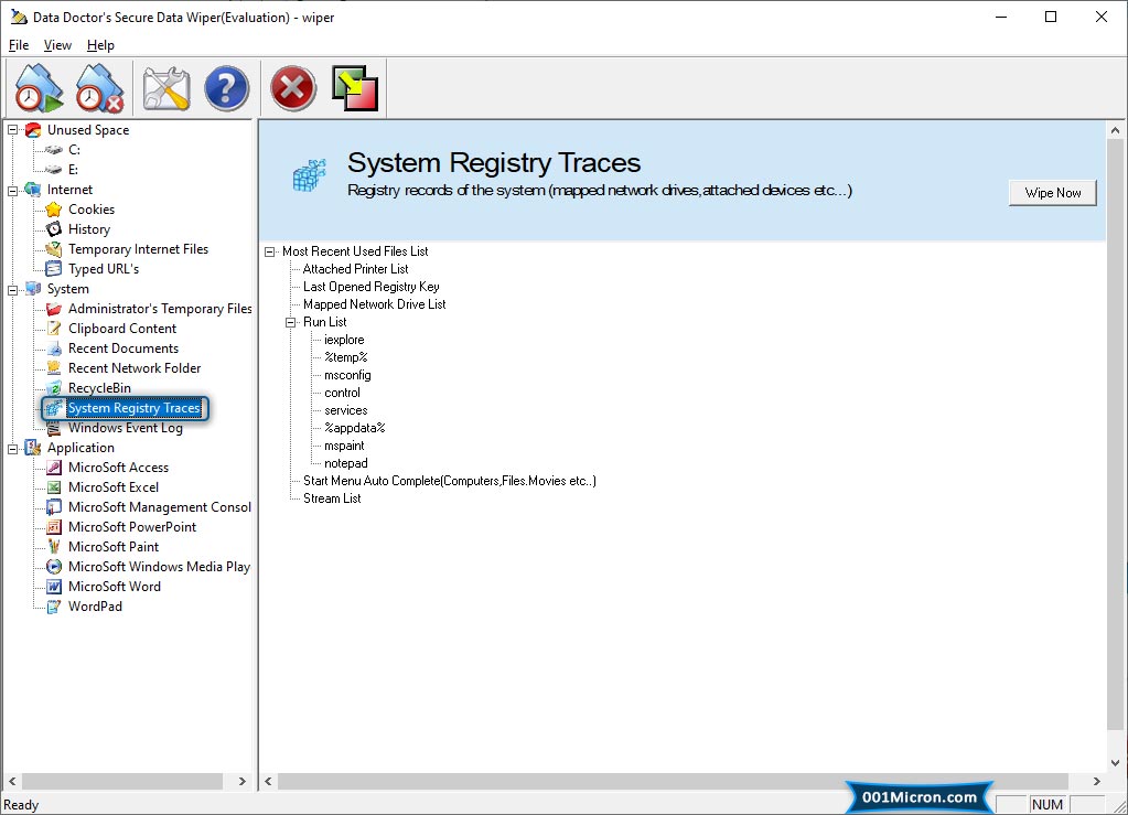 Wipe System Registry records