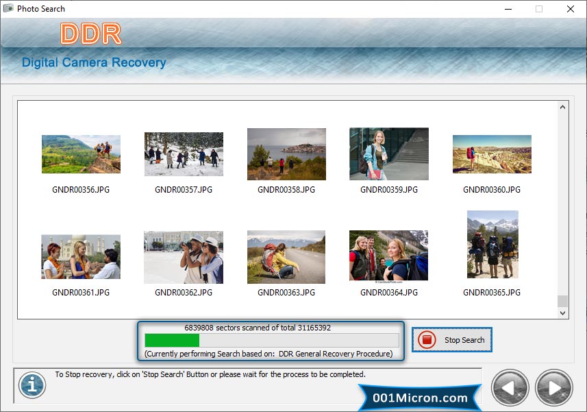 Fotocamera Digital Data Recovery Software Screenshot