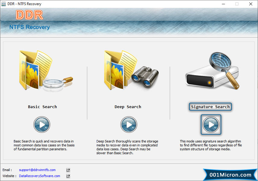 NTFS 데이터 복구 소프트웨어를 화면 캡처