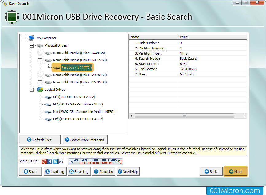 USB Drive Data Recovery Software screenshots to recover data from pen