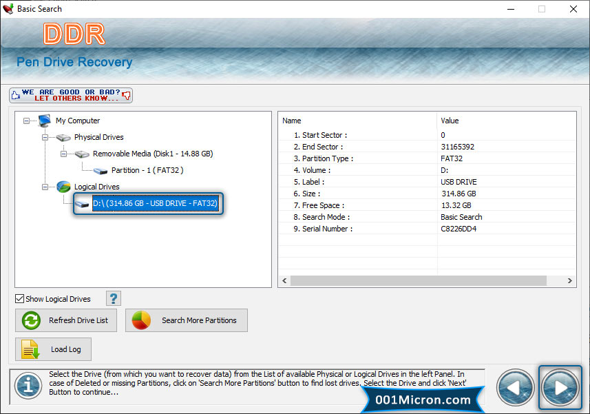 Clé USB Data Recovery Software Capture d'écran