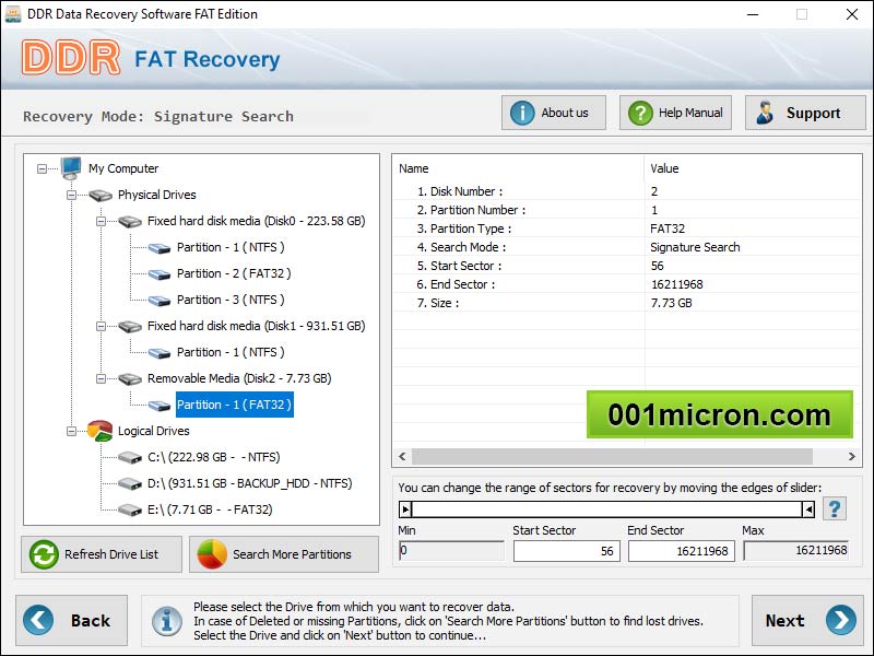 Screenshot of FAT Partition Recovery