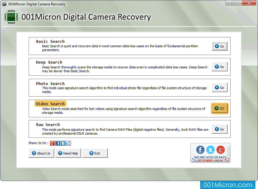 Dados Digital Camera Recovery Software Screenshot