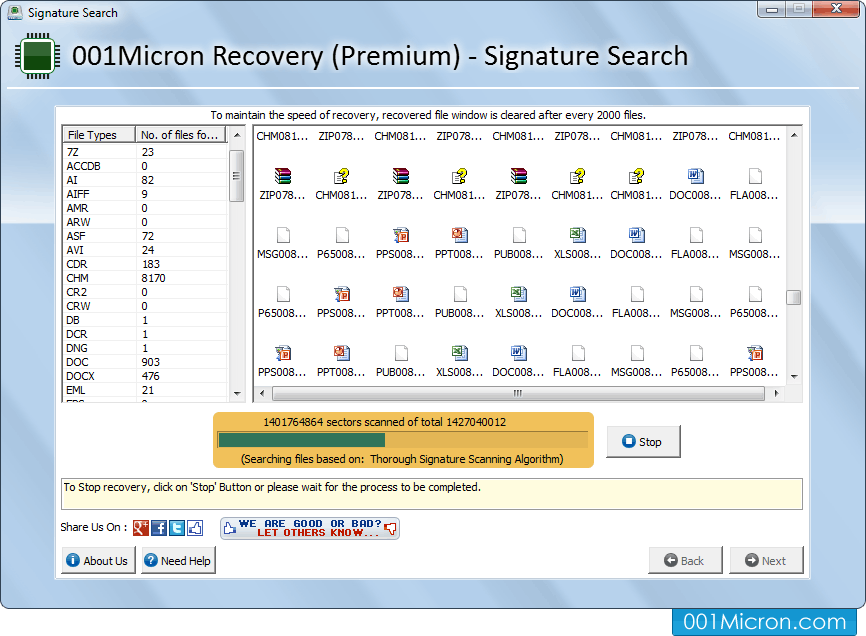 001Micron (프리미엄) - 데이터 복구 소프트웨어를 화면 캡처