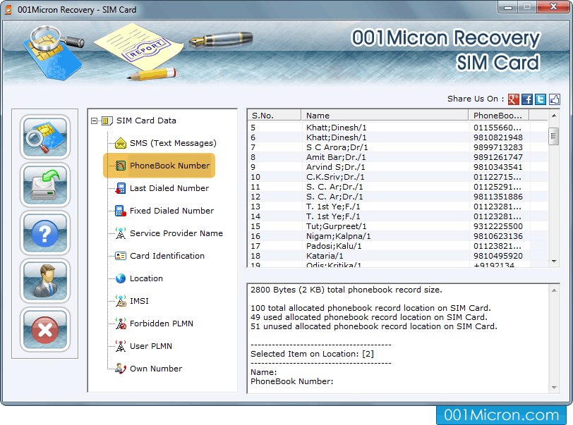 Recover deleted phonebook number